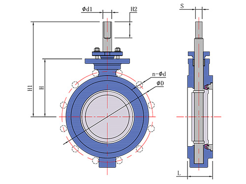 Double-Eccentric Butterfly Valve with Bare Shaft